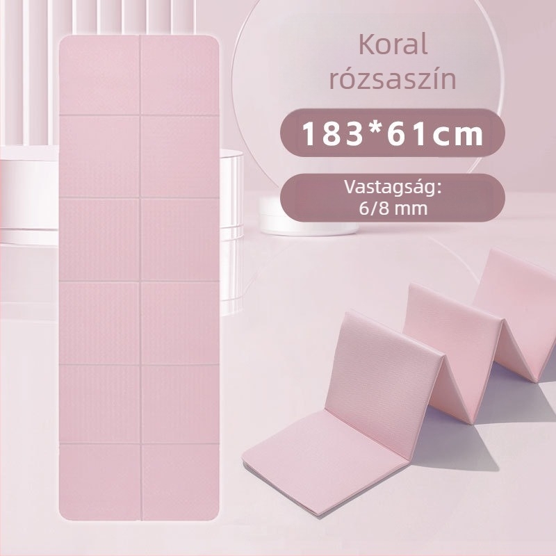 Összecsukható jógamatrac kezdőknek, csúszásmentes, ütéscsillapító, extra széles 183×61 cm, TPE, otthoni edzéshez