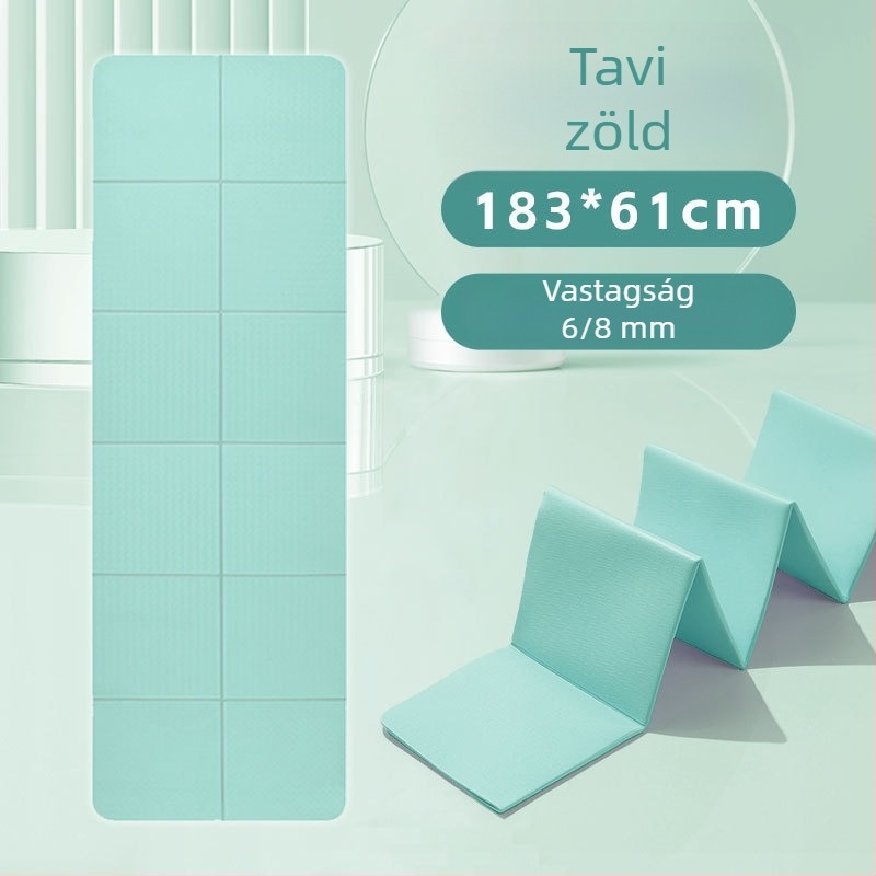 Összecsukható jógamatrac kezdőknek, csúszásmentes, ütéscsillapító, extra széles 183×61 cm, TPE, otthoni edzéshez