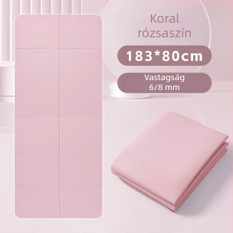 Összecsukható jógamatrac kezdőknek, csúszásmentes, ütéscsillapító, extra széles 183×61 cm, TPE, otthoni edzéshez