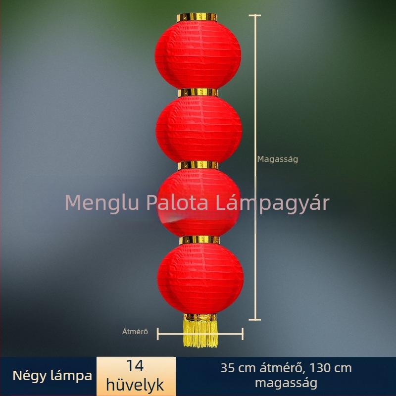 Kültéri vízálló szatén lampiongirland, kör alakú piros lampionokkal, esküvői dekorációhoz, Mid-Autumn Fesztivál és Nemzeti ünnep