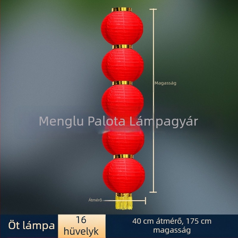 Kültéri vízálló szatén lampiongirland, kör alakú piros lampionokkal, esküvői dekorációhoz, Mid-Autumn Fesztivál és Nemzeti ünnep