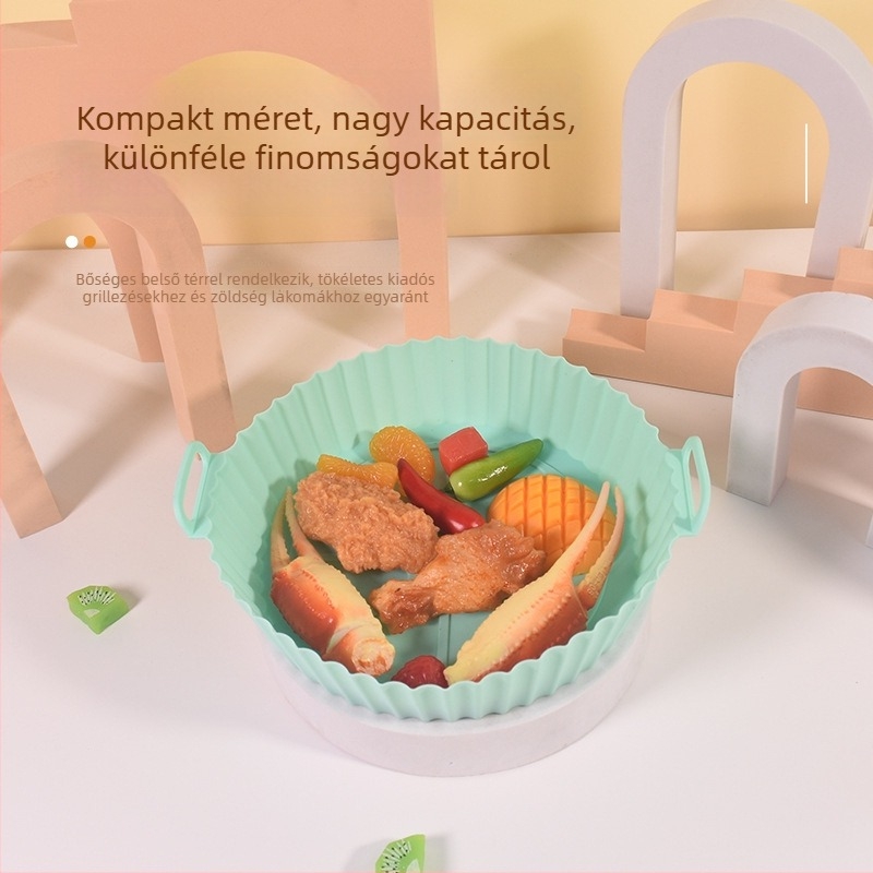 Silikonból készült hajtogatható sütőmatrac légsütőhöz és tepsihez, vastagított élelmiszer-minőségű, konyhai kiegészítő