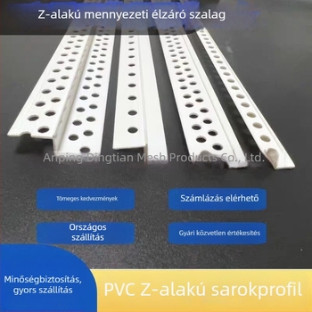Z-alakú mennyezet-külső profil, PVC műanyag sarokcsík a gipszkartonhoz