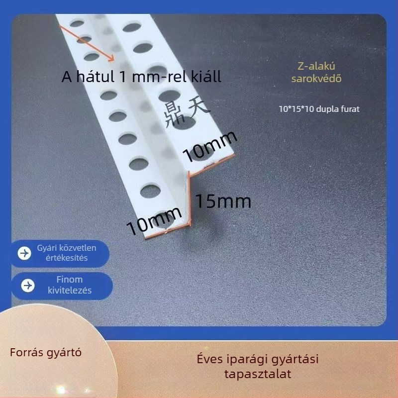 Z-alakú mennyezet-külső profil, PVC műanyag sarokcsík a gipszkartonhoz