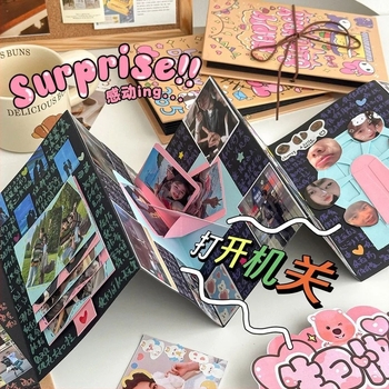 DIY fotóalbum akordeon hajtással, kézzel készített emlékalbum pároknak és legjobb barátoknak, születésnapi ajándék