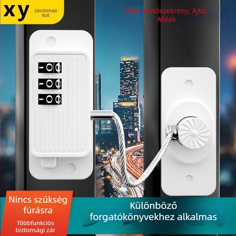 Fúrás nélküli kódzár, többfunkciós ajtó- és ablakzár, fiókzár, gyerekzár, szekrény- és hűtőszekrényzár