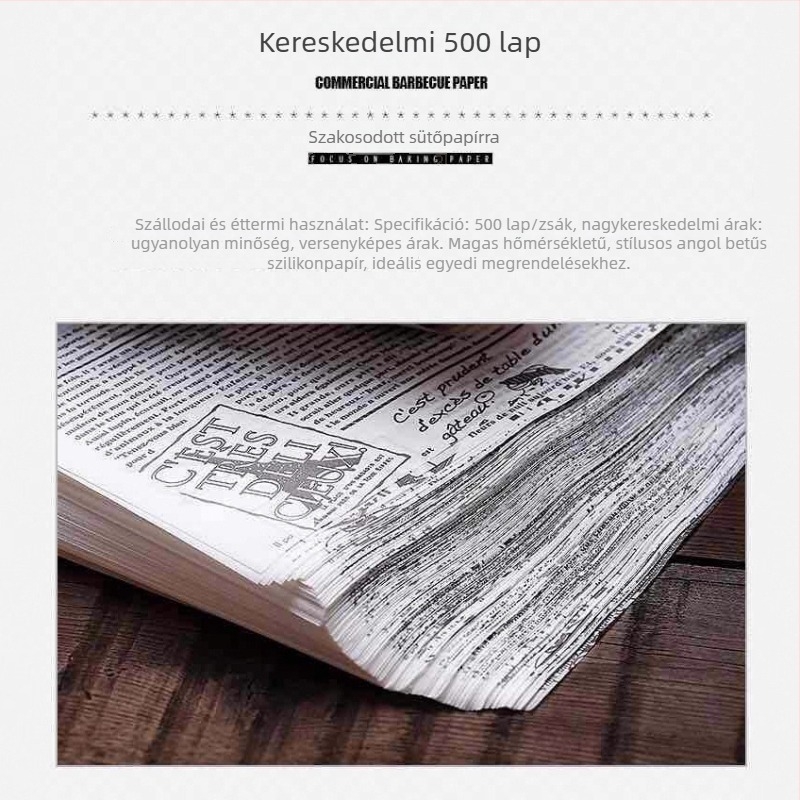 Retro angol újság mintás sütőpapír, olajálló, magas hőmérséklet-álló, szilikon bevonattal, 40 g/m²