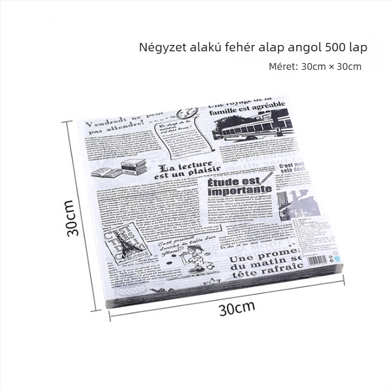 Retro angol újság mintás sütőpapír, olajálló, magas hőmérséklet-álló, szilikon bevonattal, 40 g/m²