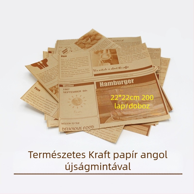 Retro angol újság mintás sütőpapír, olajálló, magas hőmérséklet-álló, szilikon bevonattal, 40 g/m²