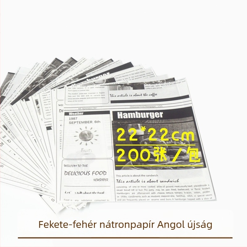 Retro angol újság mintás sütőpapír, olajálló, magas hőmérséklet-álló, szilikon bevonattal, 40 g/m²