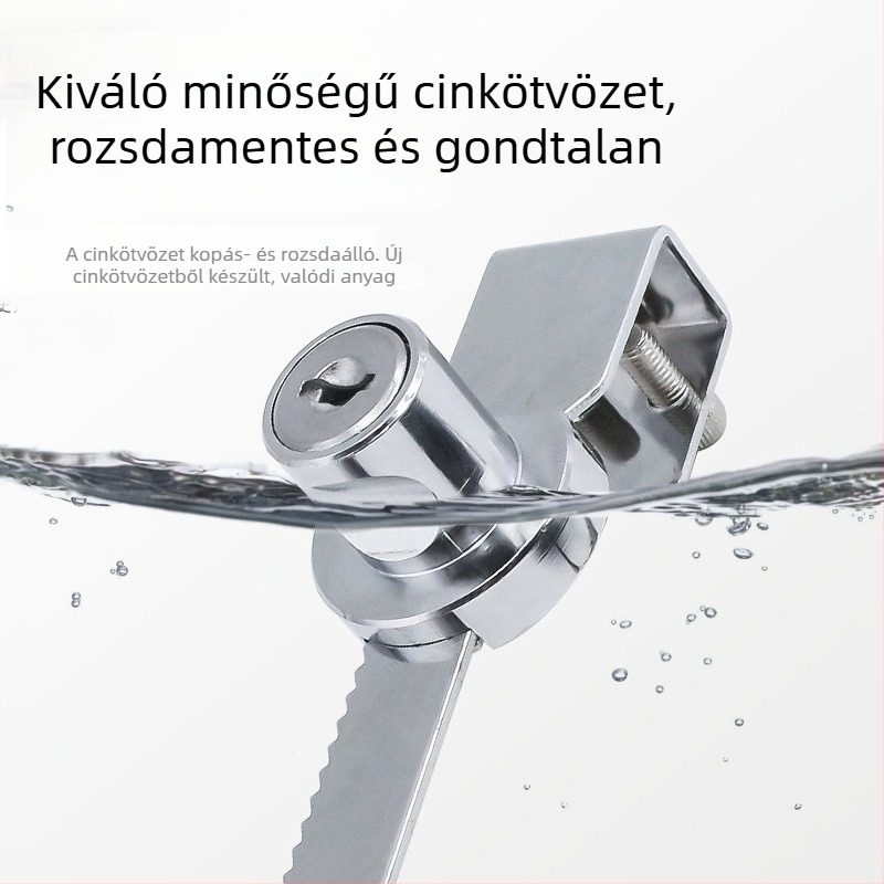 Lyukasztás nélküli üvegszekrény-zár 328/318, zár üveg vitrineszárhoz, fogazott zár üvegajtókhoz