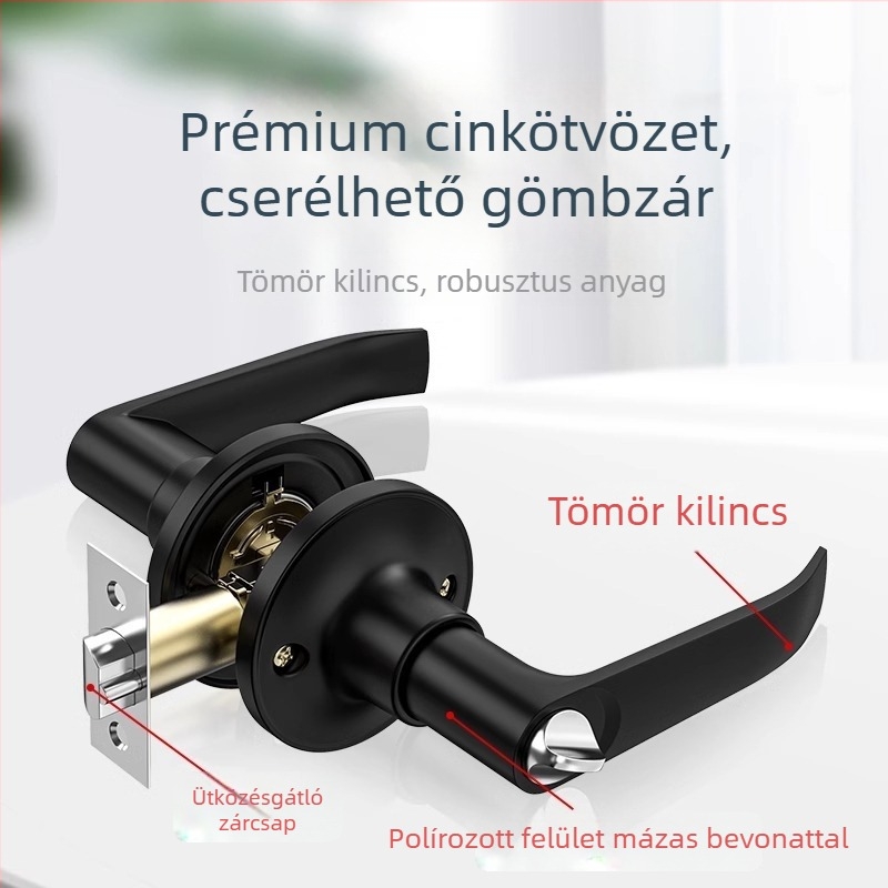 Hárompálcás fürdőszobai ajtózár alumínium ötvözetből, univerzális belső kilinccsel