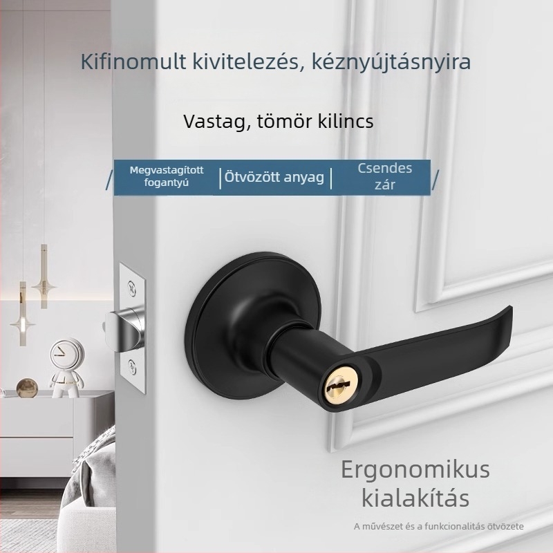 Hárompálcás fürdőszobai ajtózár alumínium ötvözetből, univerzális belső kilinccsel