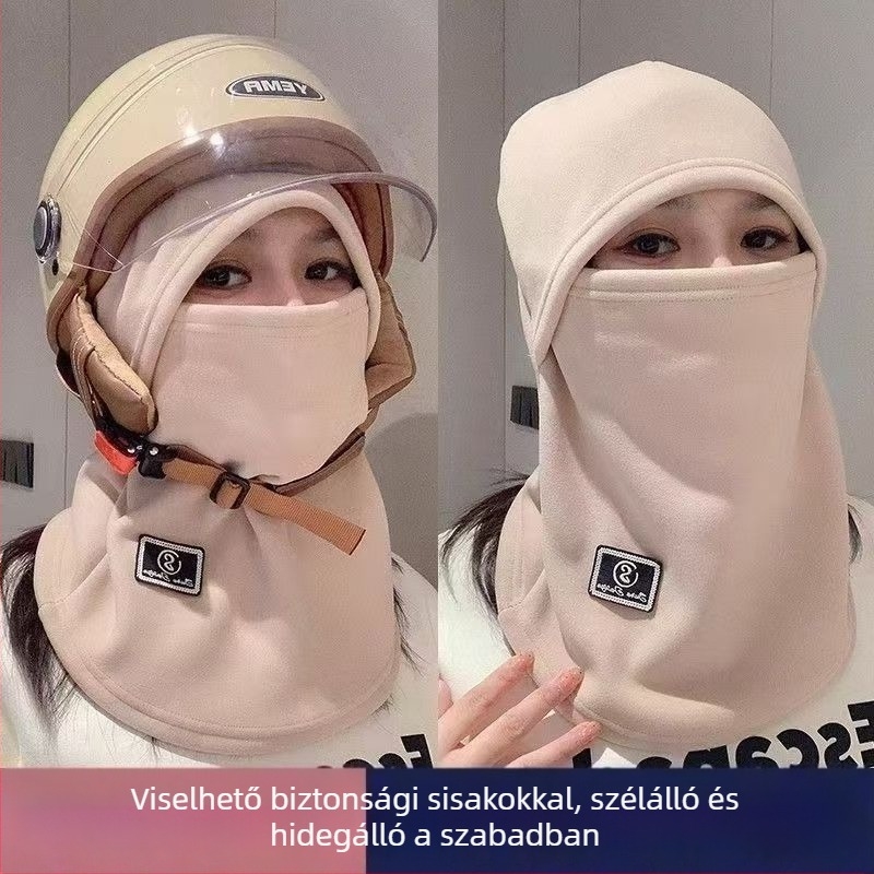 Szélvédett kerékpáros arcmaszk integrált sisak béléssel és nyakmelegítővel, férfiak számára, őszi–téli