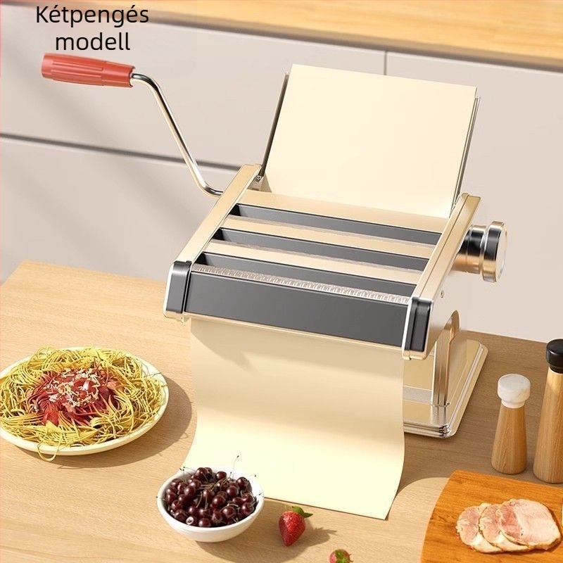 Otthoni kézi tészta készítő gép, kompakt, többfunkciós tésztanyújtó-nyomó készülék állítható fokozatokkal, gombóc- és wonton tésztahéj készítéséhez.