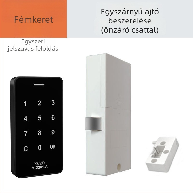 Zárható szekrény érintéses jelszavas zárral, edzőtermi tároló és cipőszekrény, cinkötvözet, modern minimalista stílus