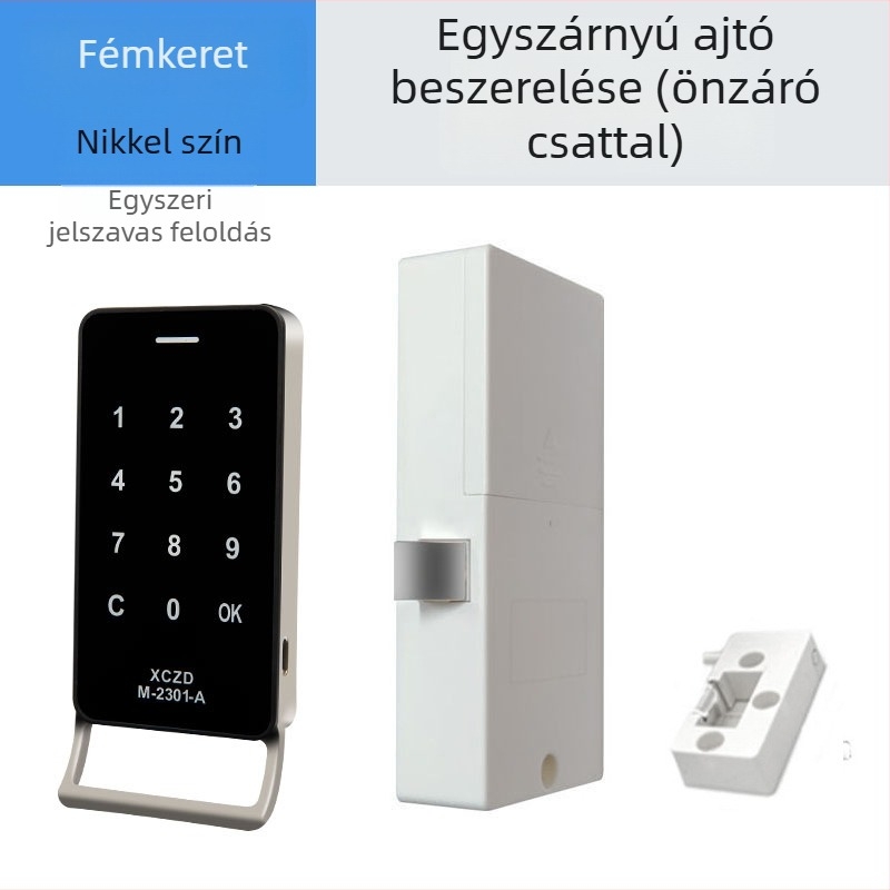 Zárható szekrény érintéses jelszavas zárral, edzőtermi tároló és cipőszekrény, cinkötvözet, modern minimalista stílus