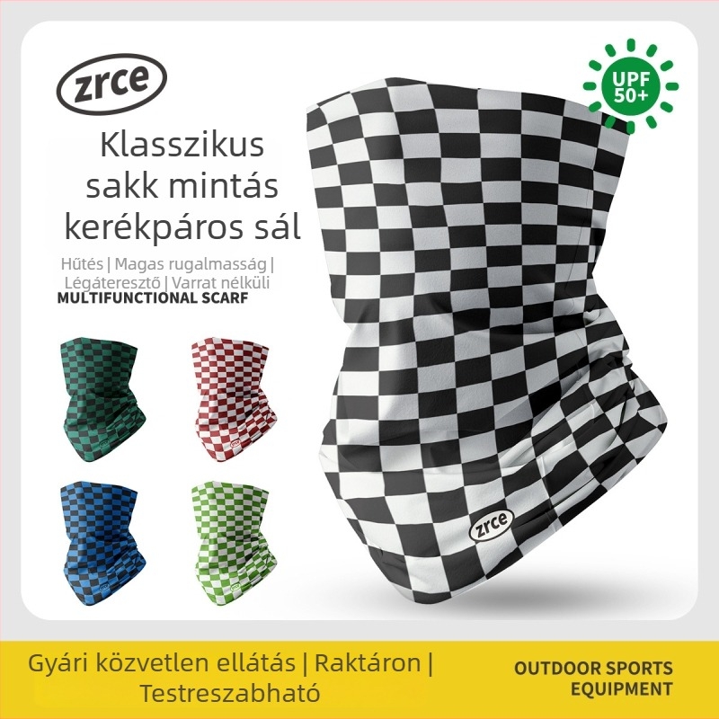 Varrás nélküli mágikus fejkendő kerékpározáshoz, lélegző multifunkcionális arcmaszk kockás mintával, férfiaknak