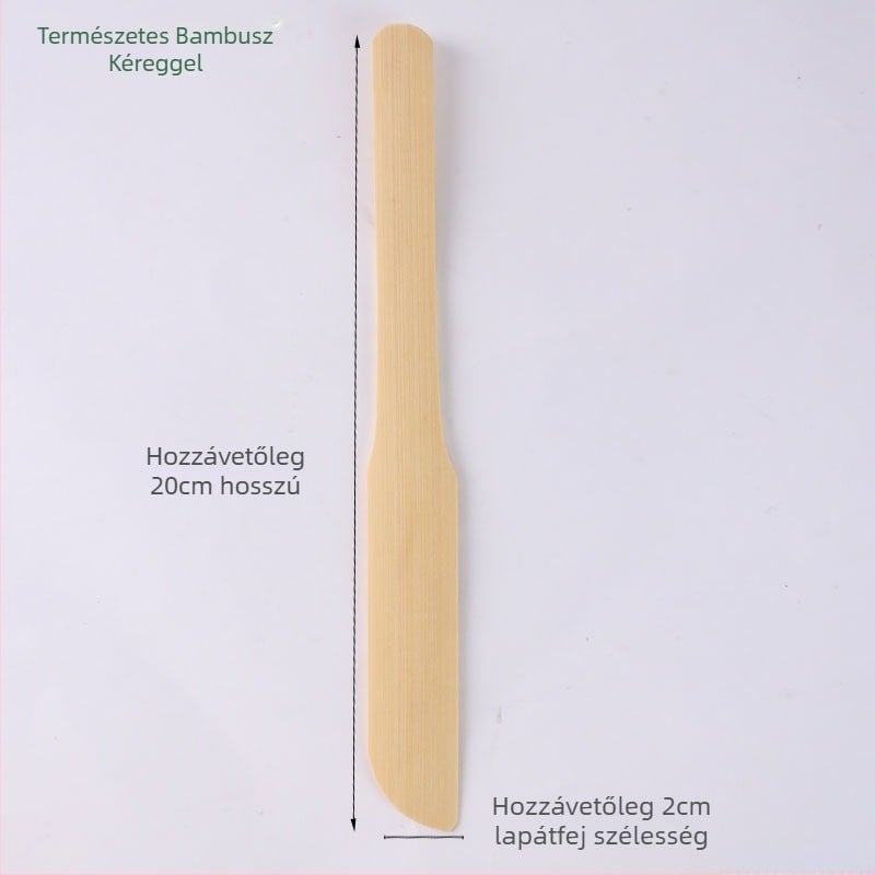 Bambuszkanál kis wontonok és dumplingok töltéséhez, bambusz pálcika a merőkanálhoz és keveréshez