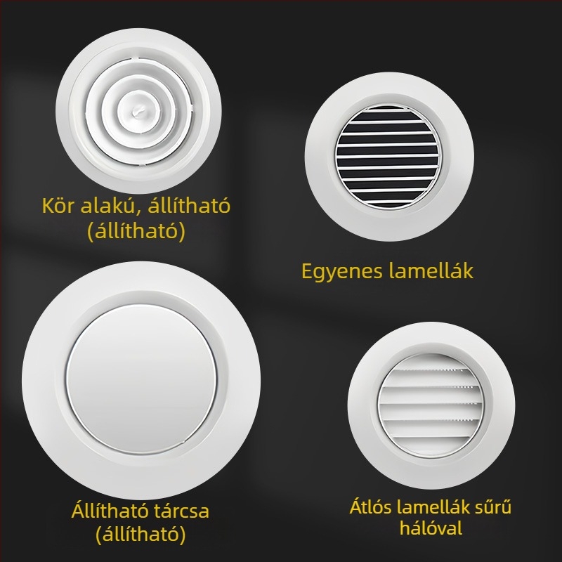 ABS kerek beltéri levegő-diffúzor friss levegőhöz, állítható, fehér, modell 008