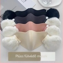 Téli maszk fleece belsővel és plüss felülettel, levehető fülvédőkkel, 3D légáteresztő, 2-in-1 arcmaszk