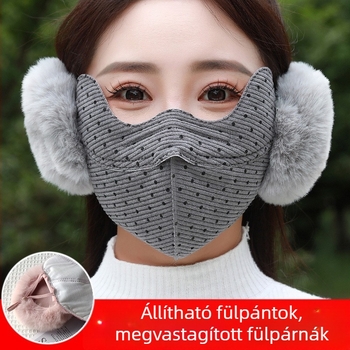 Szélvédett téli kerékpáros maszk fülvédővel, 2 az 1-ben, 3D pamutból, férfiaknak