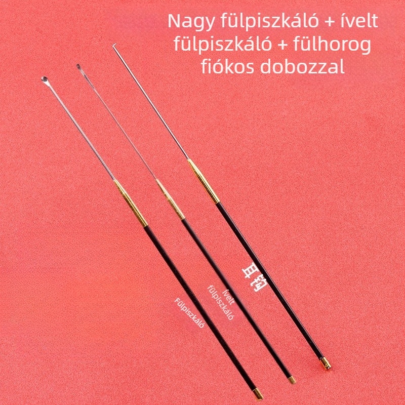 Szénrúd fültisztító készlet fülkanalakkal és gomba alakú végű csúcsokkal, vattapálcákkal