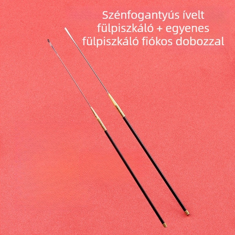 Szénrúd fültisztító készlet fülkanalakkal és gomba alakú végű csúcsokkal, vattapálcákkal