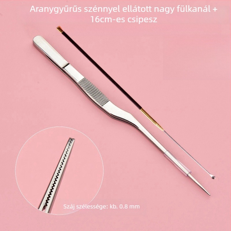 Szénrúd fültisztító készlet fülkanalakkal és gomba alakú végű csúcsokkal, vattapálcákkal