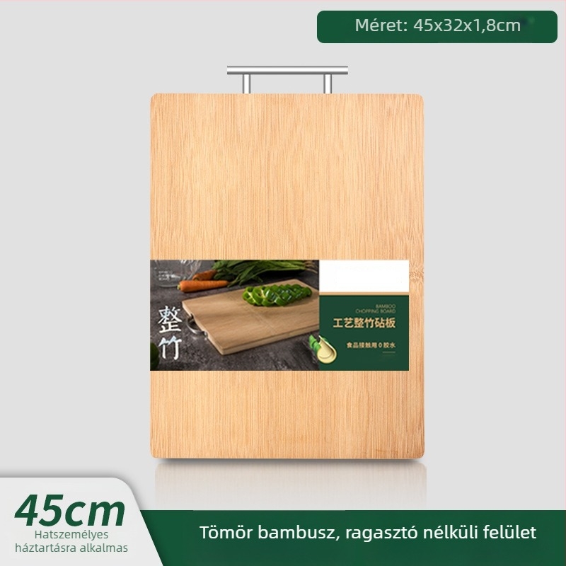 Nagy, vastagodott kétoldalas bambusz vágódeszka ragasztómentes kivitelben, konyhai használatra