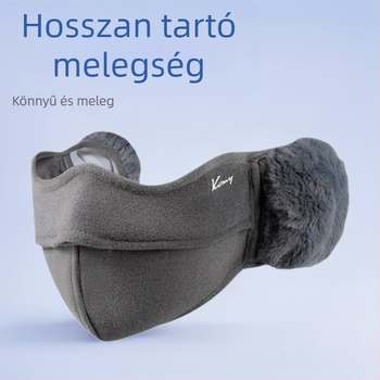 Téli plüss maszk integrált fülvédővel és szemvédővel, szélvédett és porálló kerékpározáshoz