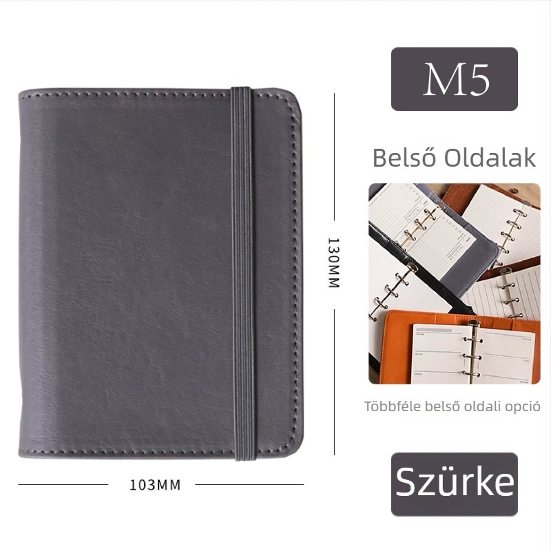 M5-ös oldalas notesz fedéllel és cserélhető maggal, magas esztétikai értékű napló friss stílusban