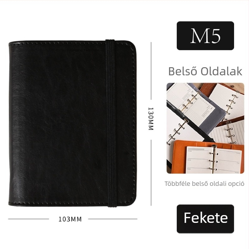 M5-ös oldalas notesz fedéllel és cserélhető maggal, magas esztétikai értékű napló friss stílusban