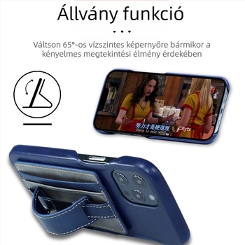 AIMONCASE Asztali telefon-tartó kártyatartóval és csuklópánttal, PU bőr