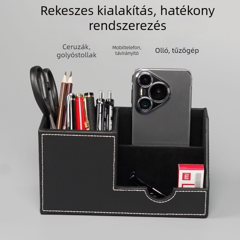 Bőrből készült asztali rendező — multifunkciós tolltartó és kártyatartó doboz, északi stílusú aranyos és friss dizájn