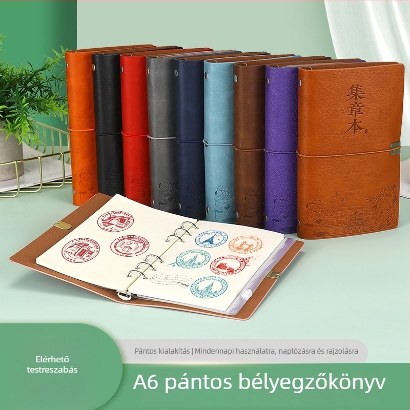 Kreatív utazási pecsételő könyv kínai stílusú pecsétekkel a városi látnivalókhoz, üres napló