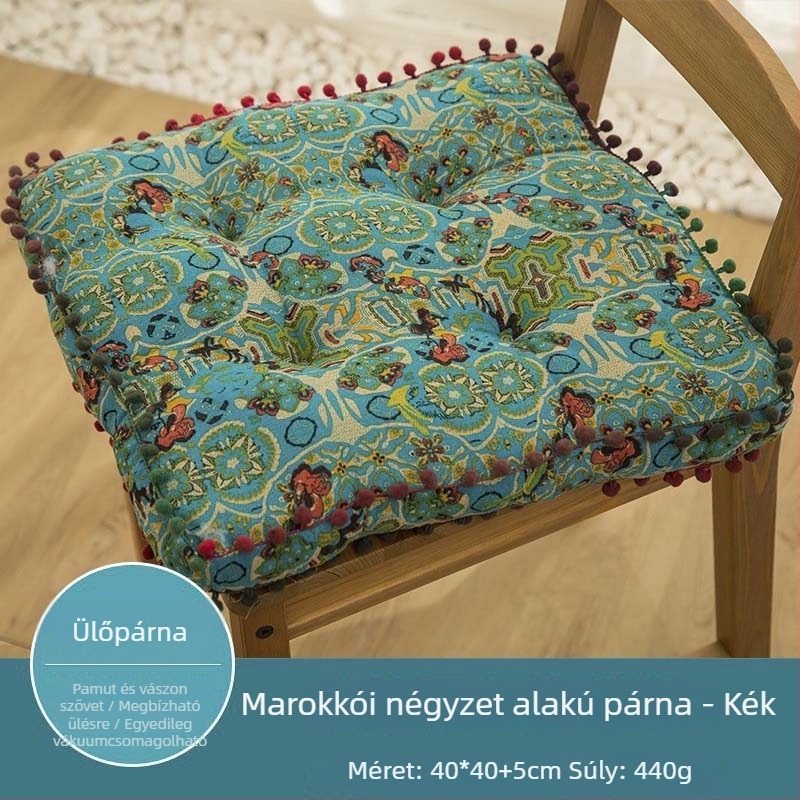 Vastag földre ülő párna pamut- és lenanyagból, bohémi stílus, tatami-stílusú ülőpárna ablakhoz
