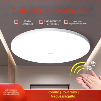 LED mozgásérzékelős mennyezeti lámpa a lépcsőházhoz és a folyosóra, infravörös érzékelővel és hangvezérléssel
