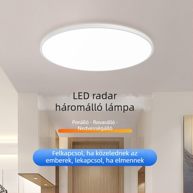 LED mozgásérzékelős mennyezeti lámpa a lépcsőházhoz és a folyosóra, infravörös érzékelővel és hangvezérléssel
