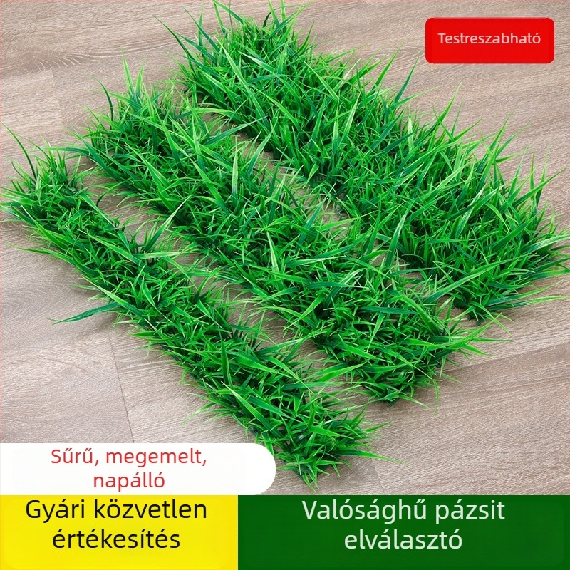Mesterséges fűfal panel elválasztóval – műanyag dekoratív szőnyeg tájépítéshez és otthoni díszítéshez