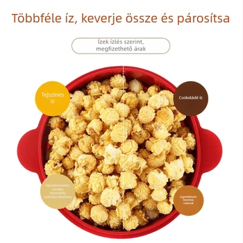 Szilikon popcorn vödör mikrohullámú sütőhöz, fogantyúval, összecsukható tál fedővel