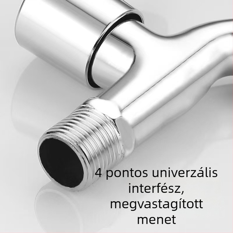 Fali mosógép csap, hosszított, vastag rozsdamentes acélból, gyorsnyitású, egy bemenet és két kimenet