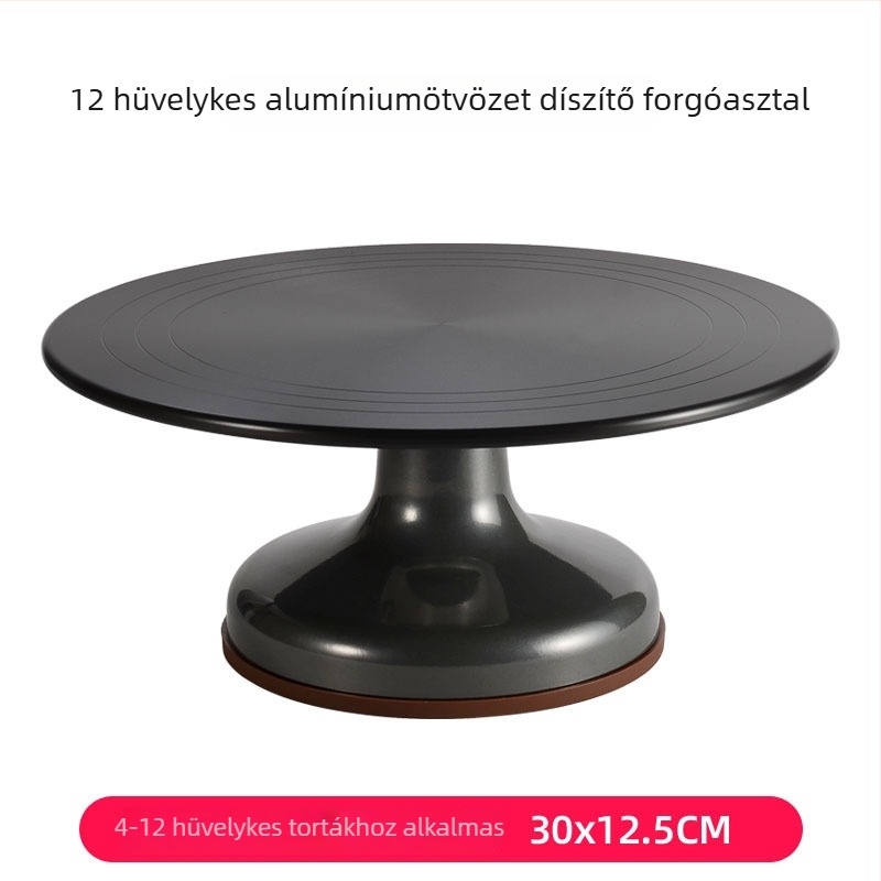 Kézzel működtethető torta-díszítő forgótálca, alumínium-ötvözetből, otthoni sütéshez