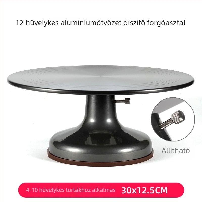 Kézzel működtethető torta-díszítő forgótálca, alumínium-ötvözetből, otthoni sütéshez