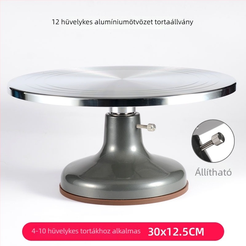 Kézzel működtethető torta-díszítő forgótálca, alumínium-ötvözetből, otthoni sütéshez