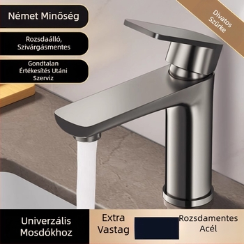 Gunmetal szürke egylyukú mosdócsap meleg- és hideg vízhez – fürdőszoba, rozsdamentes acél
