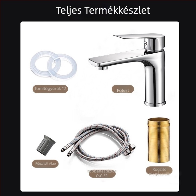 Gunmetal szürke egylyukú mosdócsap meleg- és hideg vízhez – fürdőszoba, rozsdamentes acél
