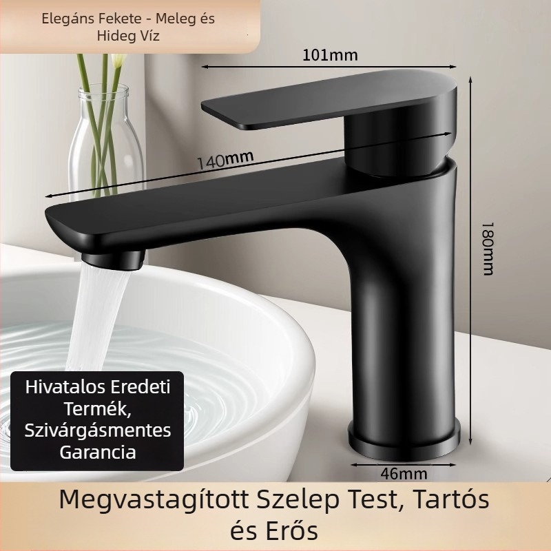Gunmetal szürke egylyukú mosdócsap meleg- és hideg vízhez – fürdőszoba, rozsdamentes acél