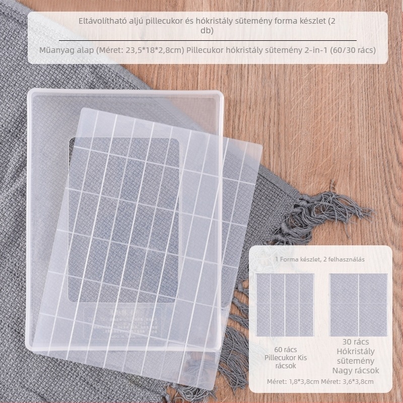 Hópelyhes nugát forma, tapadásmentes felülettel, 112 rekesz, levehető alj, 5-darab DIY készlet