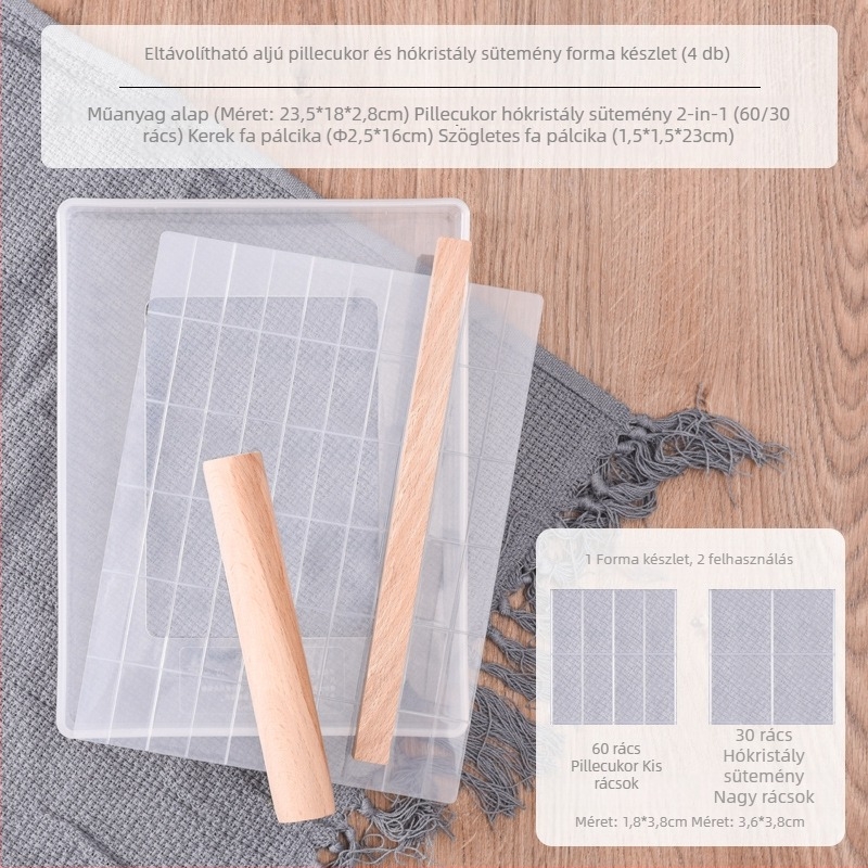 Hópelyhes nugát forma, tapadásmentes felülettel, 112 rekesz, levehető alj, 5-darab DIY készlet